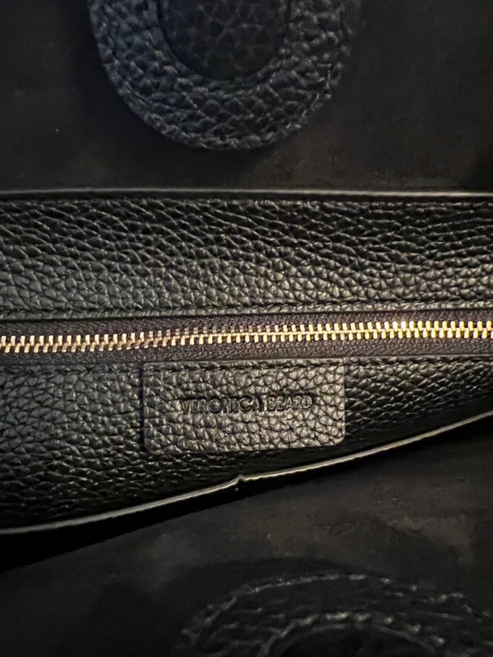 Veronica Beard Black Leather Tote with Gold Hardware - Picture 4 of 6